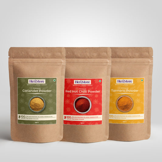 Premium Coriander, Red Hot Chilli & Turmeric Powders Combo Pack (100 G Each)