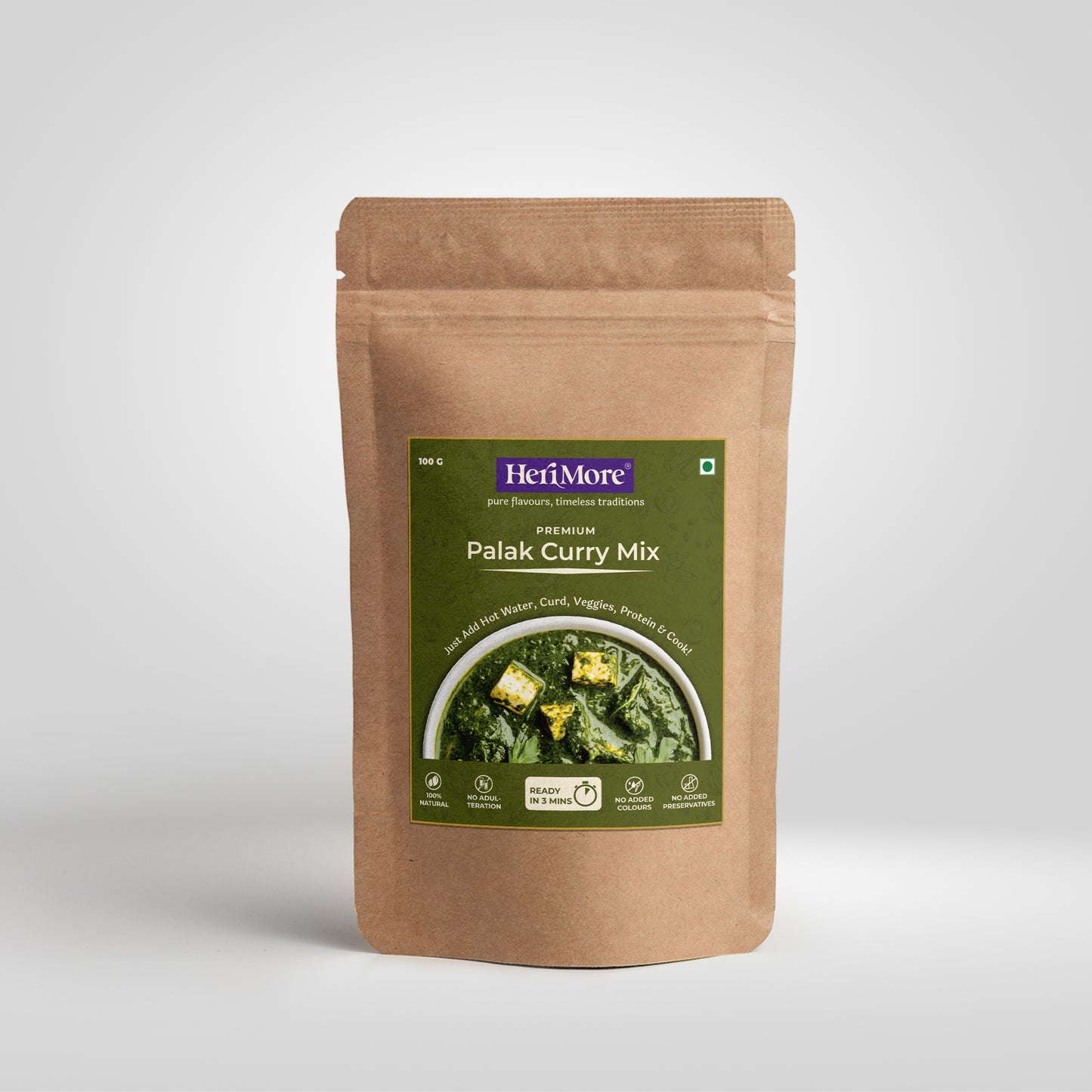 Palak Curry Mix | Vibrant & Nutritious Spinach Gravy | Ready in 3 Mins | No Added Colors or Preservatives | 100% Natural | 100 G