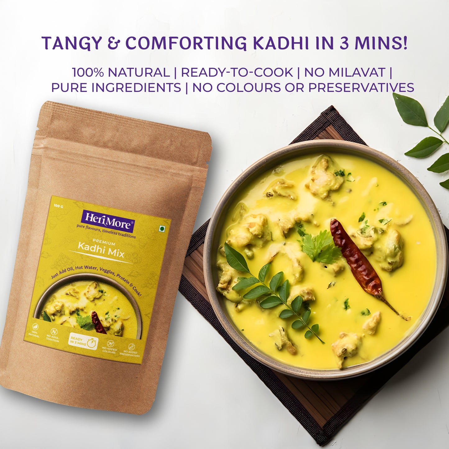 Kadhi Mix | Tangy & Comforting Yogurt-Based Curry | Ready in 3 Mins | No Added Colors or Preservatives | 100% Natural | 100 G