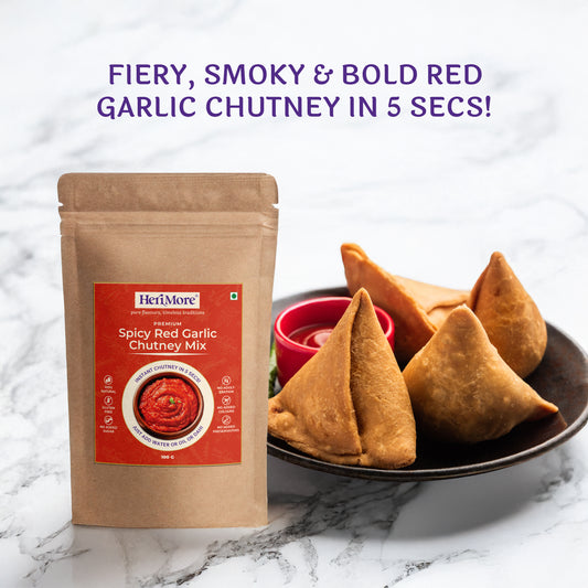 Spicy Red Garlic Chutney Mix | Fiery, Smoky & Bold | Ready in 5 Seconds | No Preservatives | 100% Natural | 100G