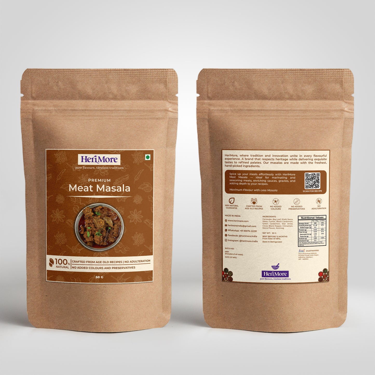 Classic Pack - Meat Masala, Punjabi Garam Masala, Dry & Stuff Veg Masala | (Pack of 3, 50g Each)