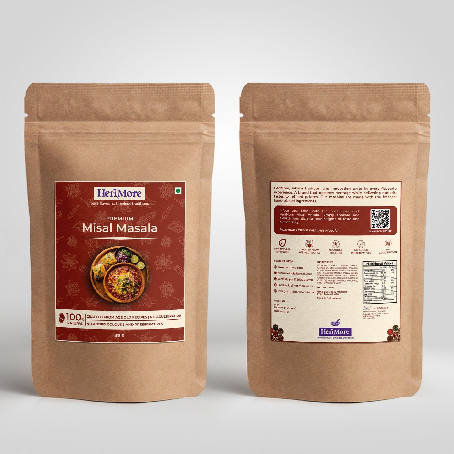 Street Food Pack - Pani Puri Masala, Misal Masala, Amritsari Paratha Masala | (Pack of 3, 50g Each)