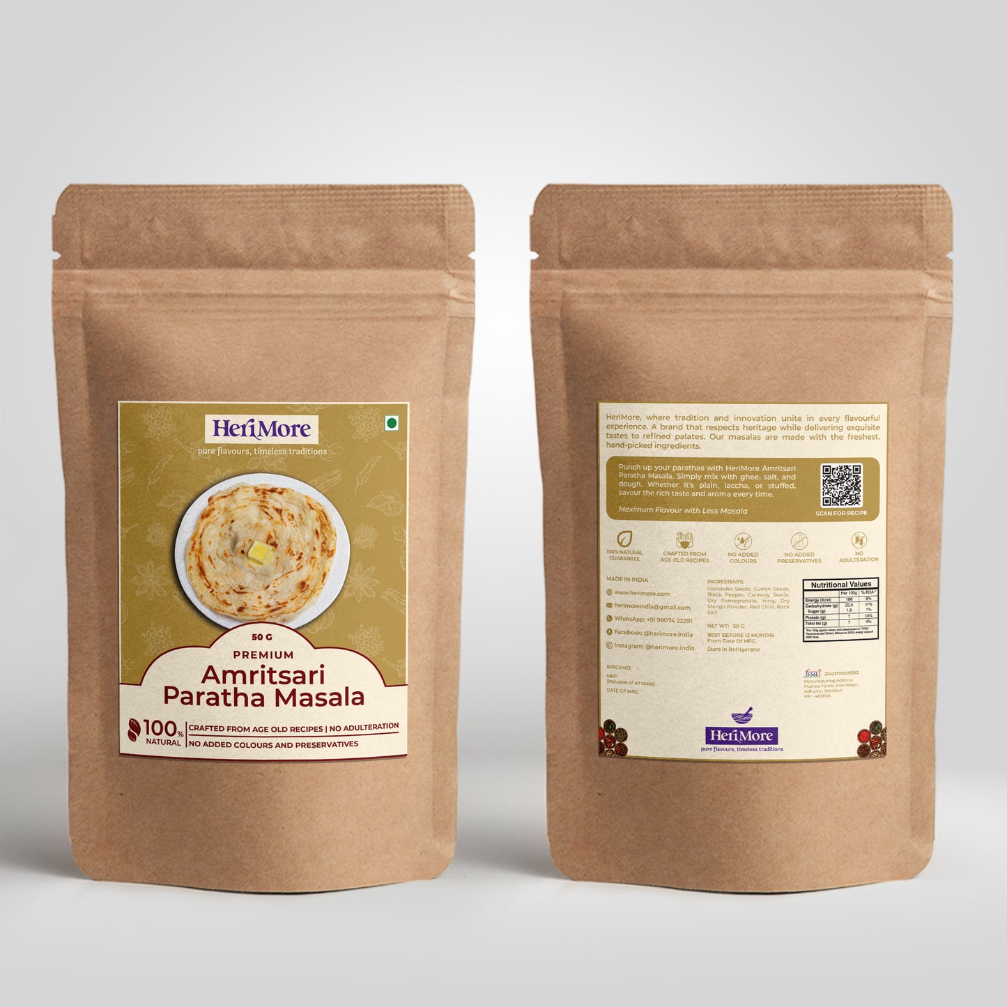 Street Food Pack - Pani Puri Masala, Misal Masala, Amritsari Paratha Masala | (Pack of 3, 50g Each)