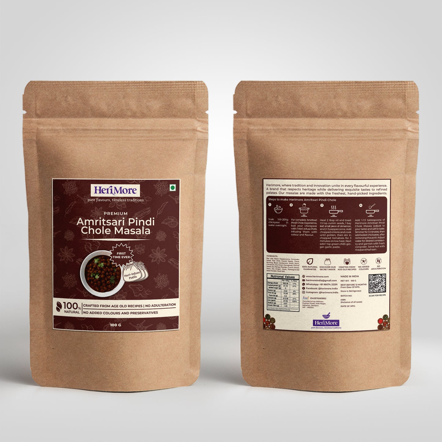 Premium Sambar Masala & Amritsari Pindi Chole Masala Combo Pack | (Pack of 2, 100g Each)