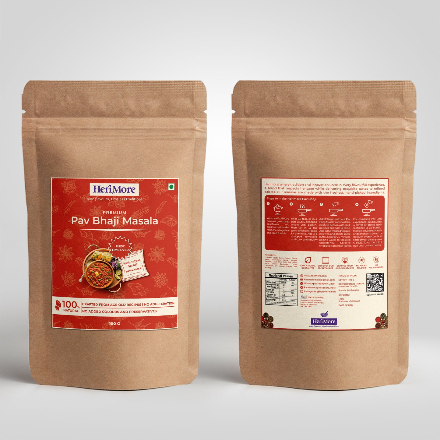 Premium Pav Bhaji Masala & Sambar Masala Combo Pack | (Pack of 2, 100g Each)