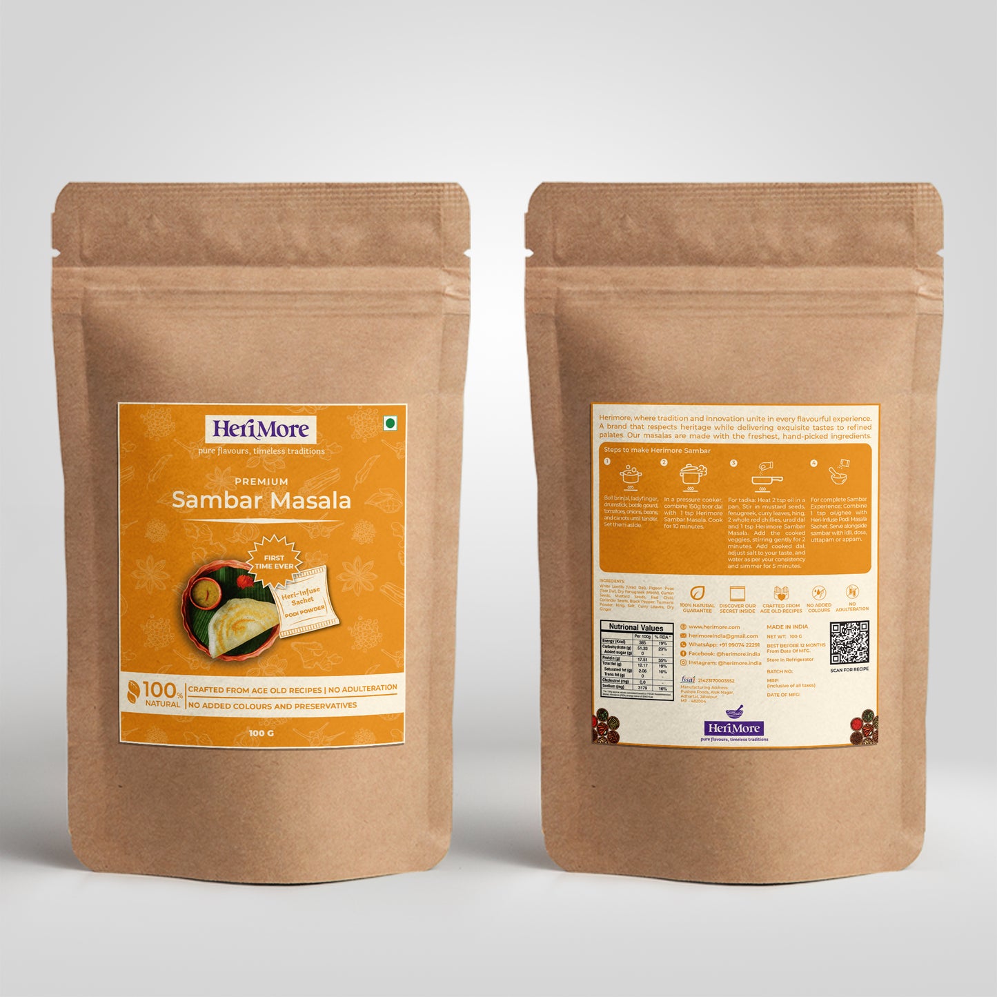 Premium Pav Bhaji Masala & Sambar Masala Combo Pack | (Pack of 2, 100g Each)