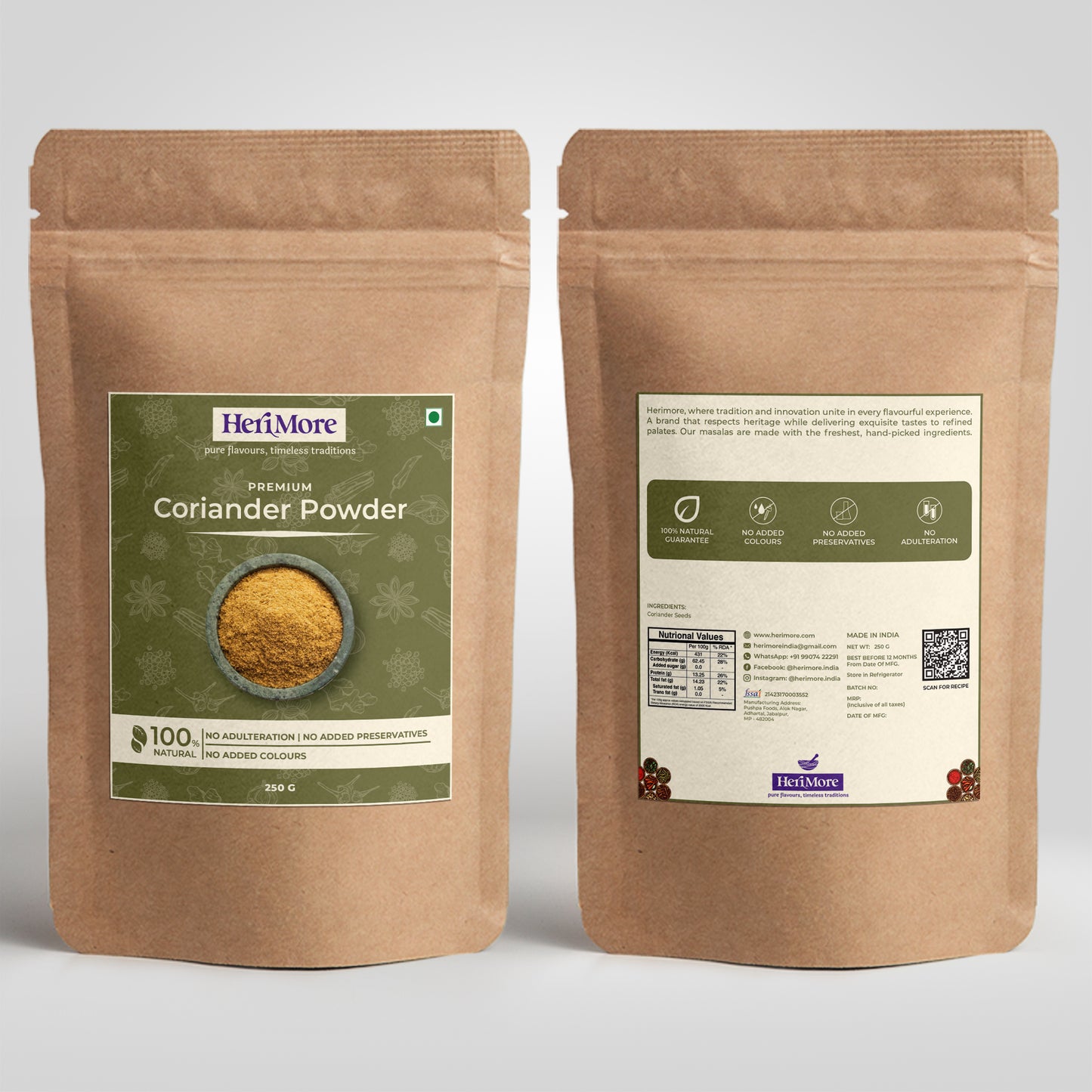 Premium Coriander Powder (250 G) & Pav Bhaji Masala (100 G) Combo Pack