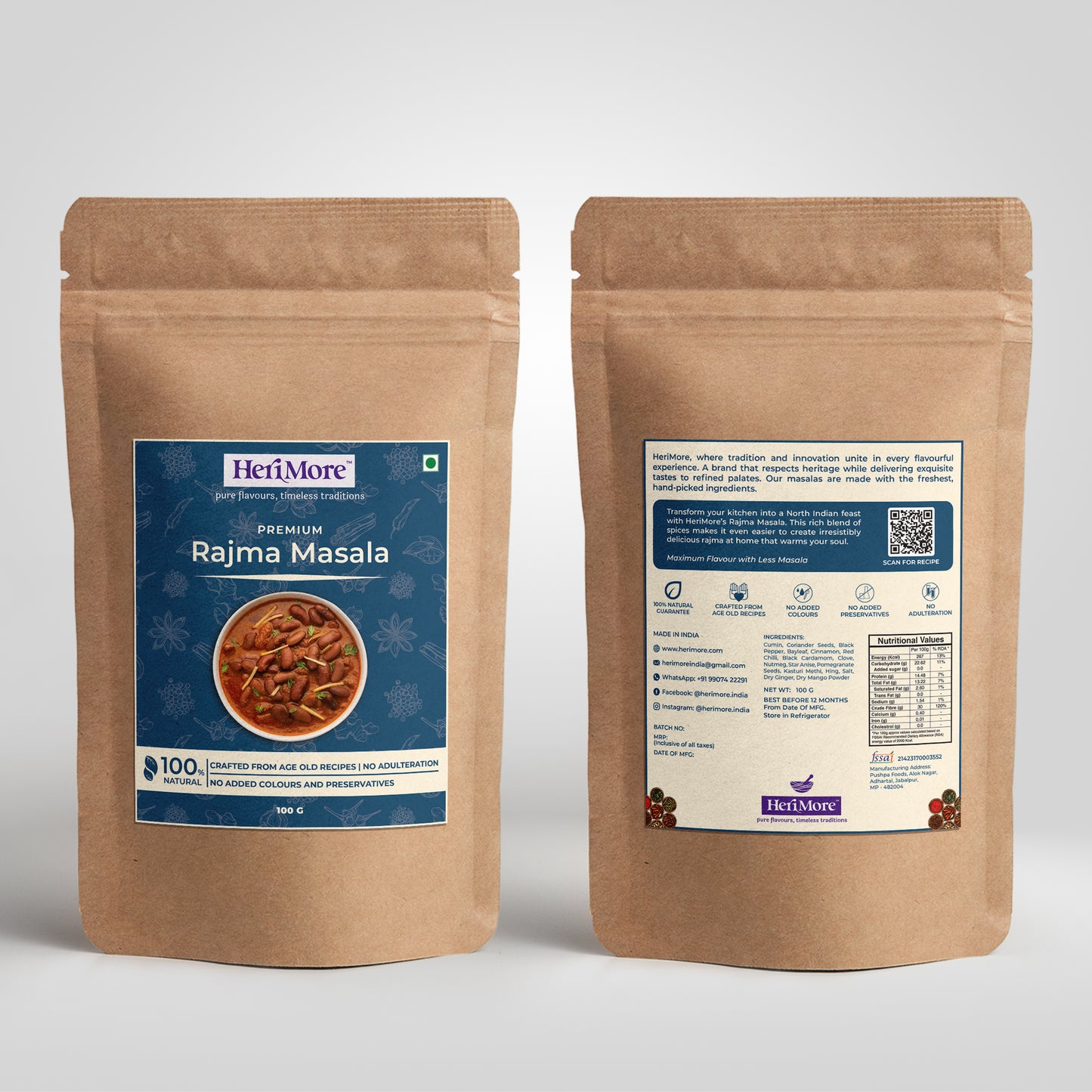 North India Pack - Rajma Masala 100 G, Tandoori Masala 100 G, Tea Masala 50 G | (Pack of 3)