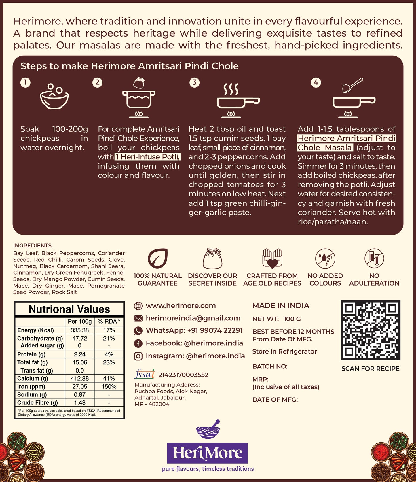 Premium Coriander Powder (250 G) & Amritsari Pindi Chole Masala (100 G) Combo Pack
