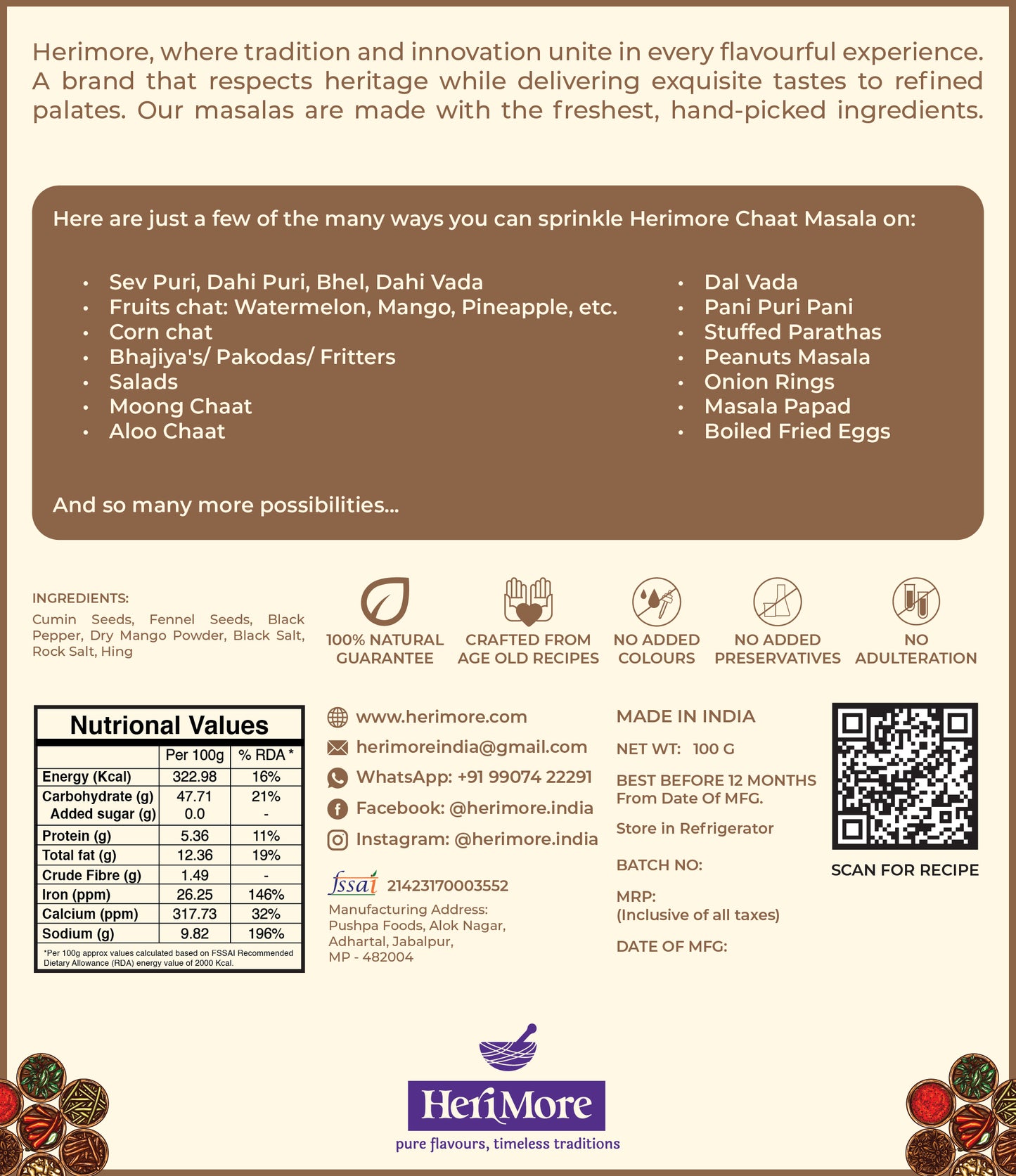 Chaat Masala | 100 G | Tangy Zest & Digestive Aid