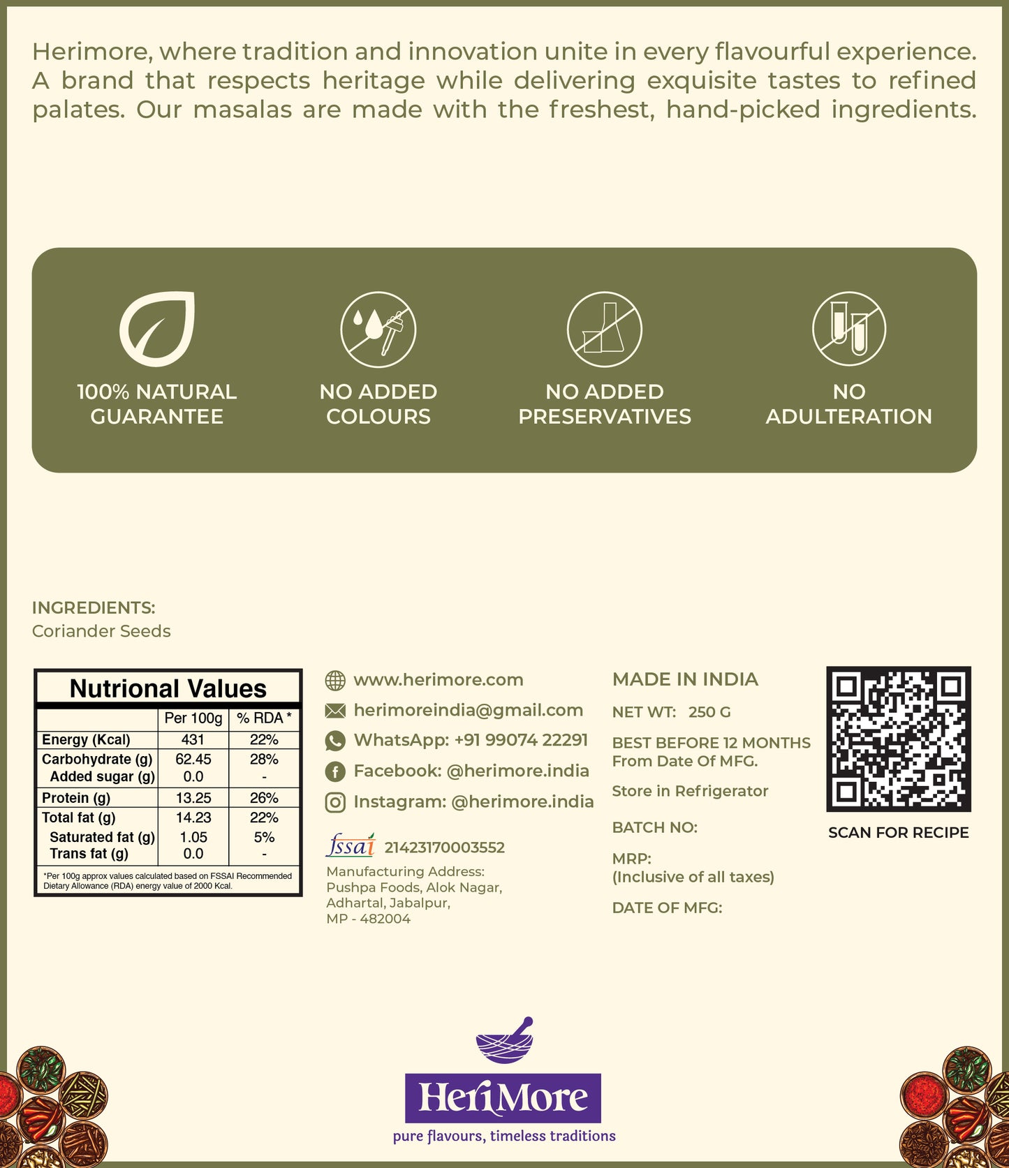 Premium Coriander Powder | Fresh Aroma & Digestive Boost