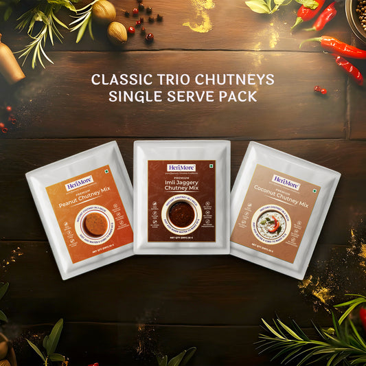 Instant Chutney Mix – Single Serve Pack of 3 (25 G x 3) | Just Mix & Serve | 100% Natural | No Adulteration