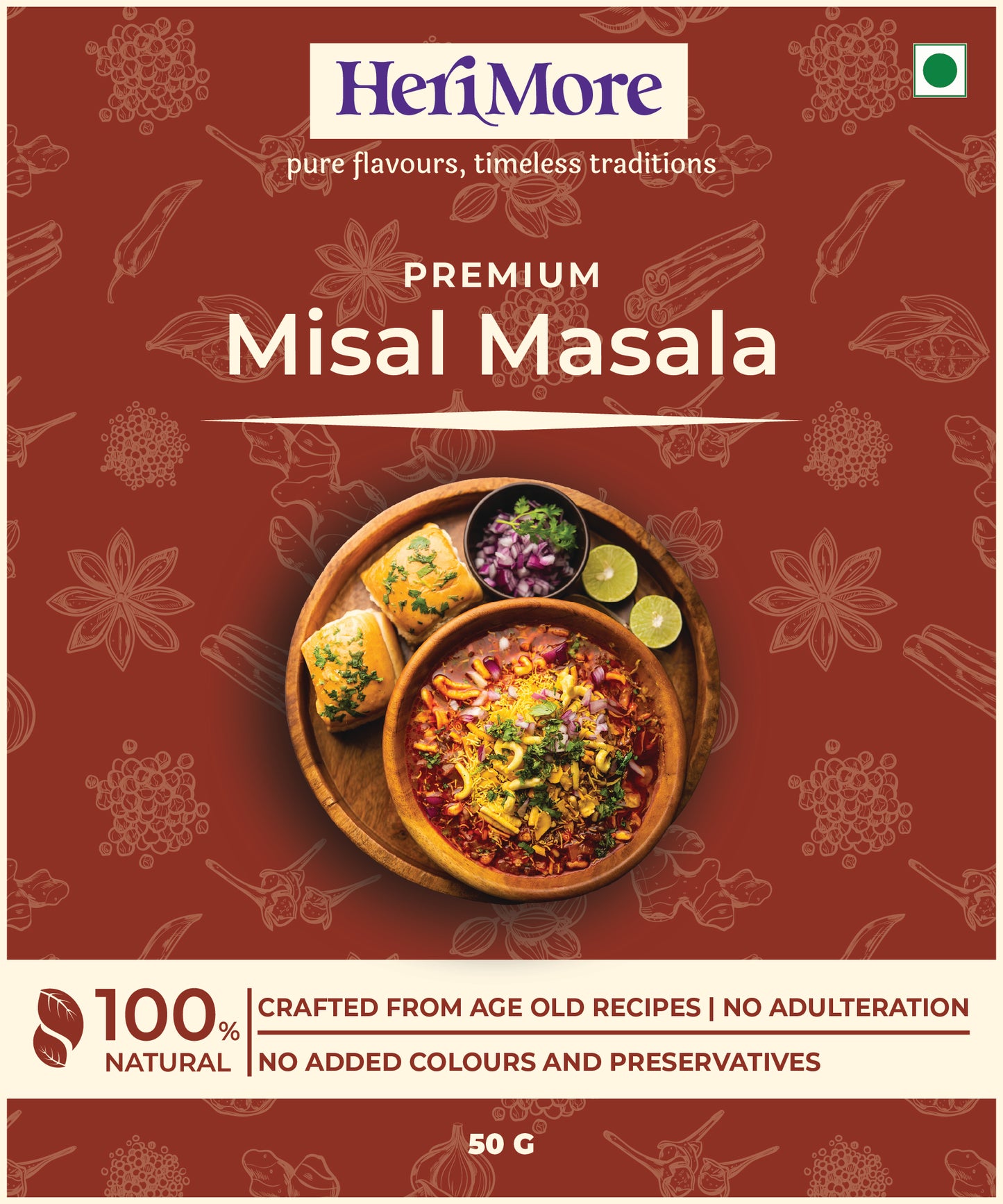 Street Food Pack - Pani Puri Masala, Misal Masala, Amritsari Paratha Masala | (Pack of 3, 50g Each)
