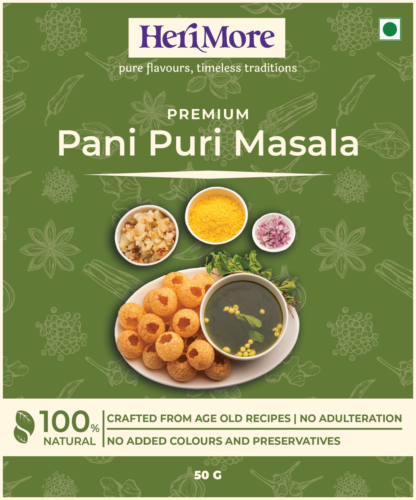Street Food Pack - Pani Puri Masala, Misal Masala, Amritsari Paratha Masala | (Pack of 3, 50g Each)