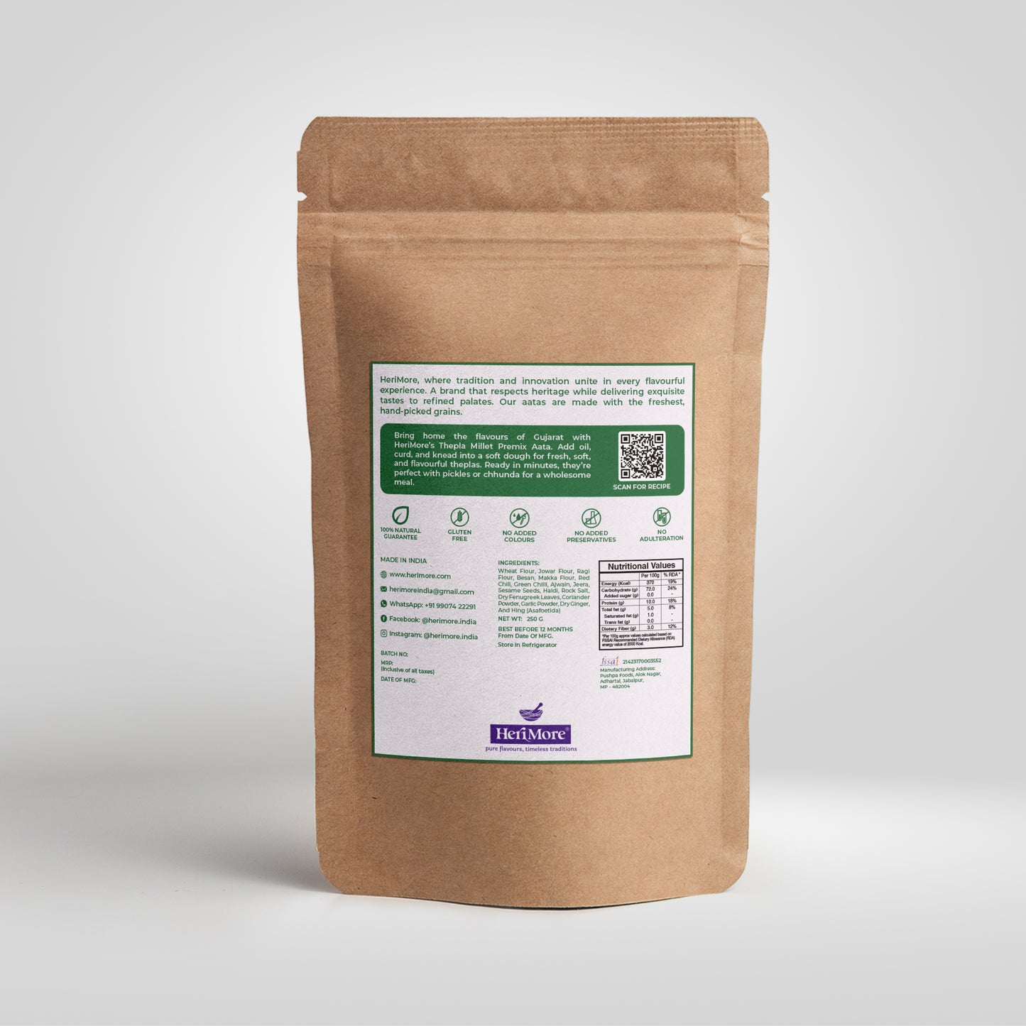 Millet Thepla Premix | High-Protein, Ready-to-Cook Mix | 250 G