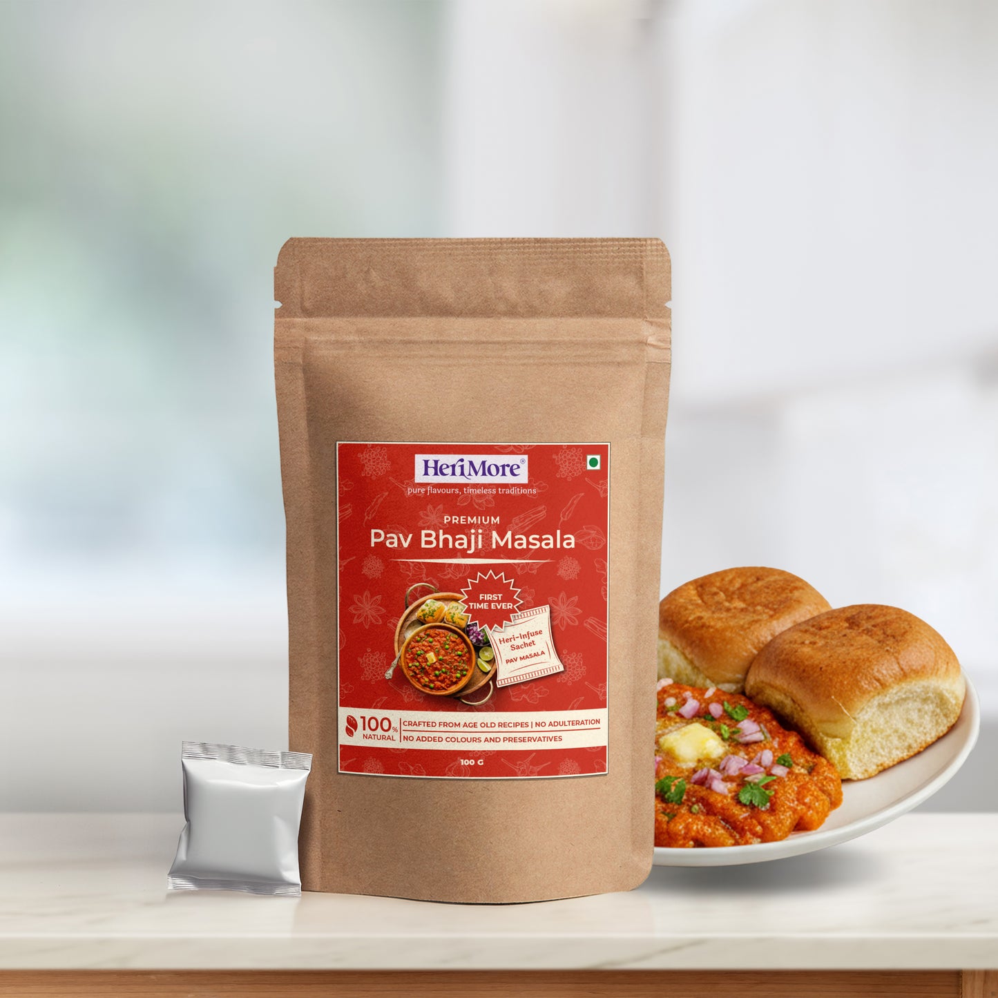Pav Bhaji Masala with Heri-Infuse Pav Masala Sachet | 100 G