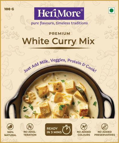 White Curry Mix | Rich & Creamy Mughlai Gravy | Ready in 3 Mins | No Added Colors or Preservatives | 100% Natural | 100 G