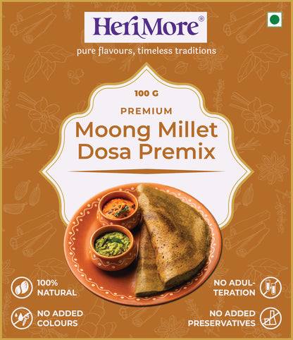 Moong Millet Dosa Premix | High-Protein Instant Breakfast Mix | Healthy Millet Dosa Ready in Minutes | 100 G