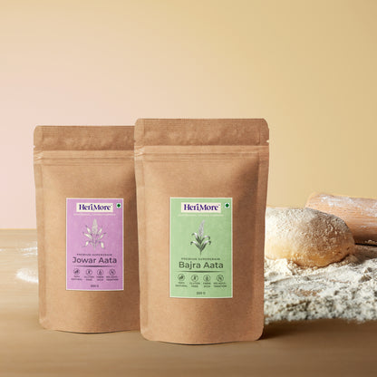 Premium Aata Combo Pack of 6 | Bajra, Besan, Jowar, Makka, Ragi & Rajgira Flours | 500 G Each | Value Pack