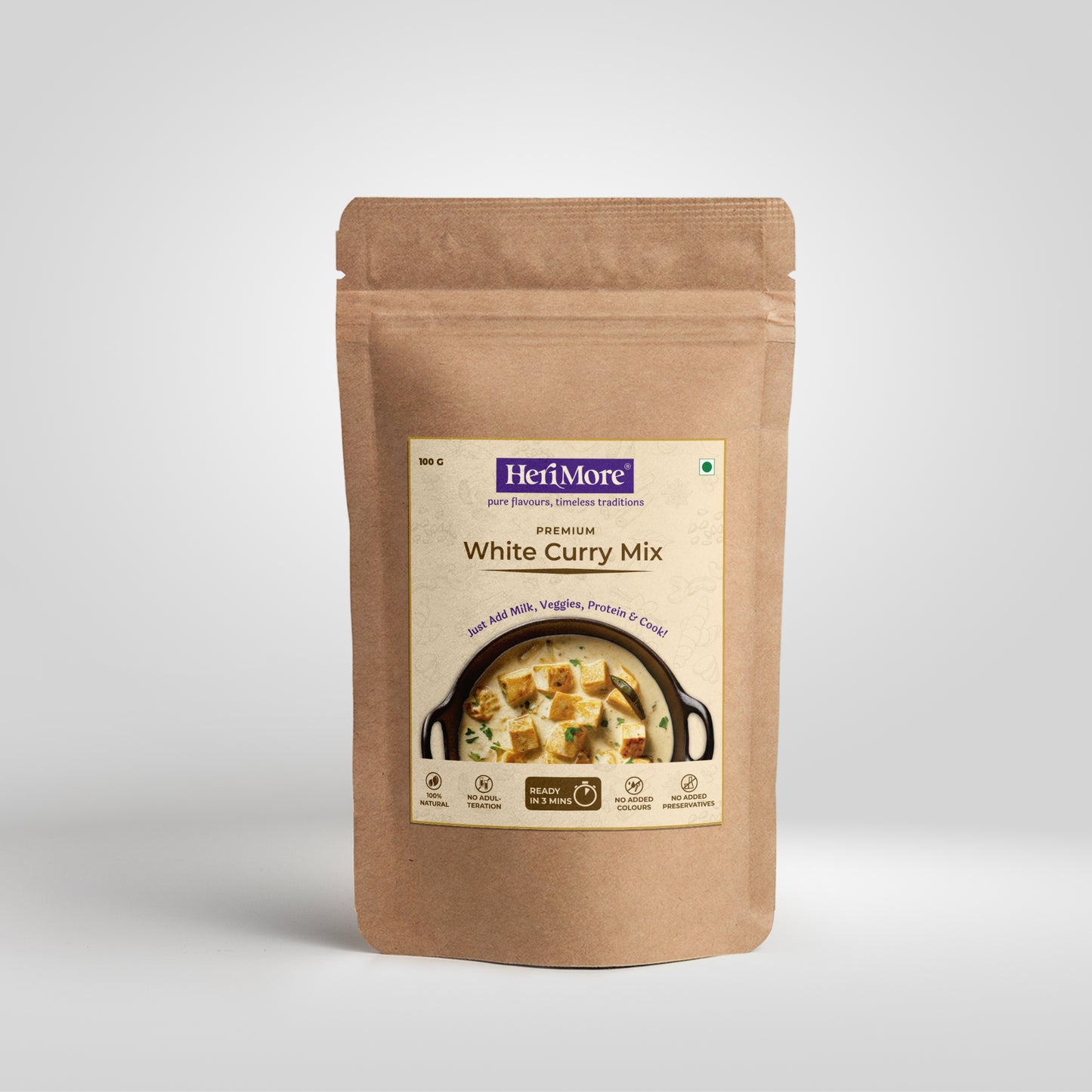 White Curry Mix | Rich & Creamy Mughlai Gravy | Ready in 3 Mins | No Added Colors or Preservatives | 100% Natural | 100 G