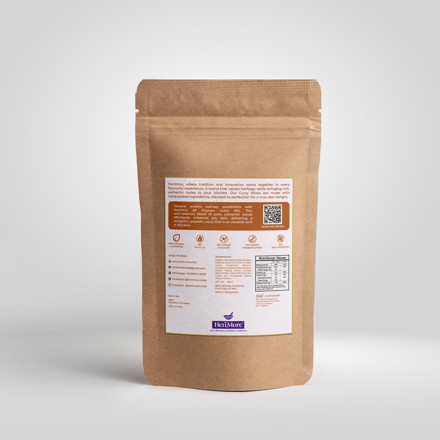 All-Purpose Curry Mix | Versatile & Flavorful Masala | Ready in 3 Mins | No Added Colors or Preservatives | 100% Natural | 100 G