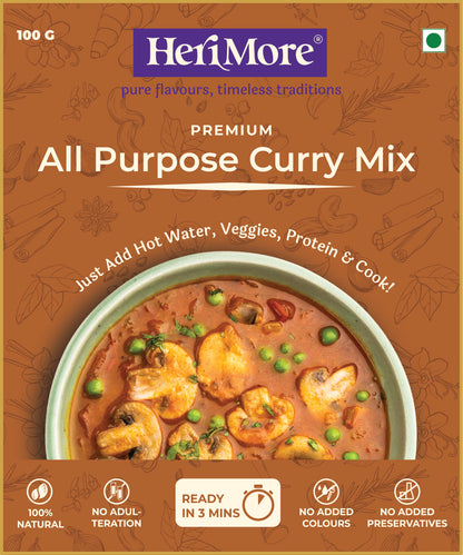 All-Purpose Curry Mix | Versatile & Flavorful Masala | Ready in 3 Mins | No Added Colors or Preservatives | 100% Natural | 100 G
