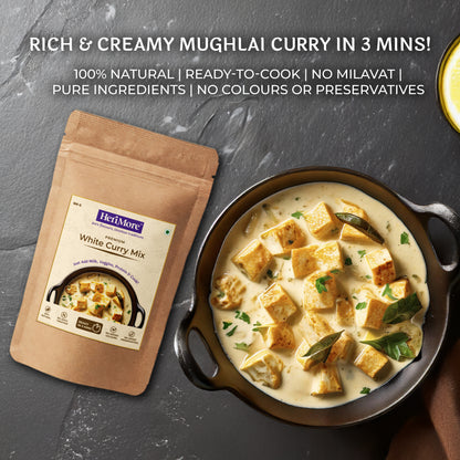 White Curry Mix | Rich & Creamy Mughlai Gravy | Ready in 3 Mins | No Added Colors or Preservatives | 100% Natural | 100 G