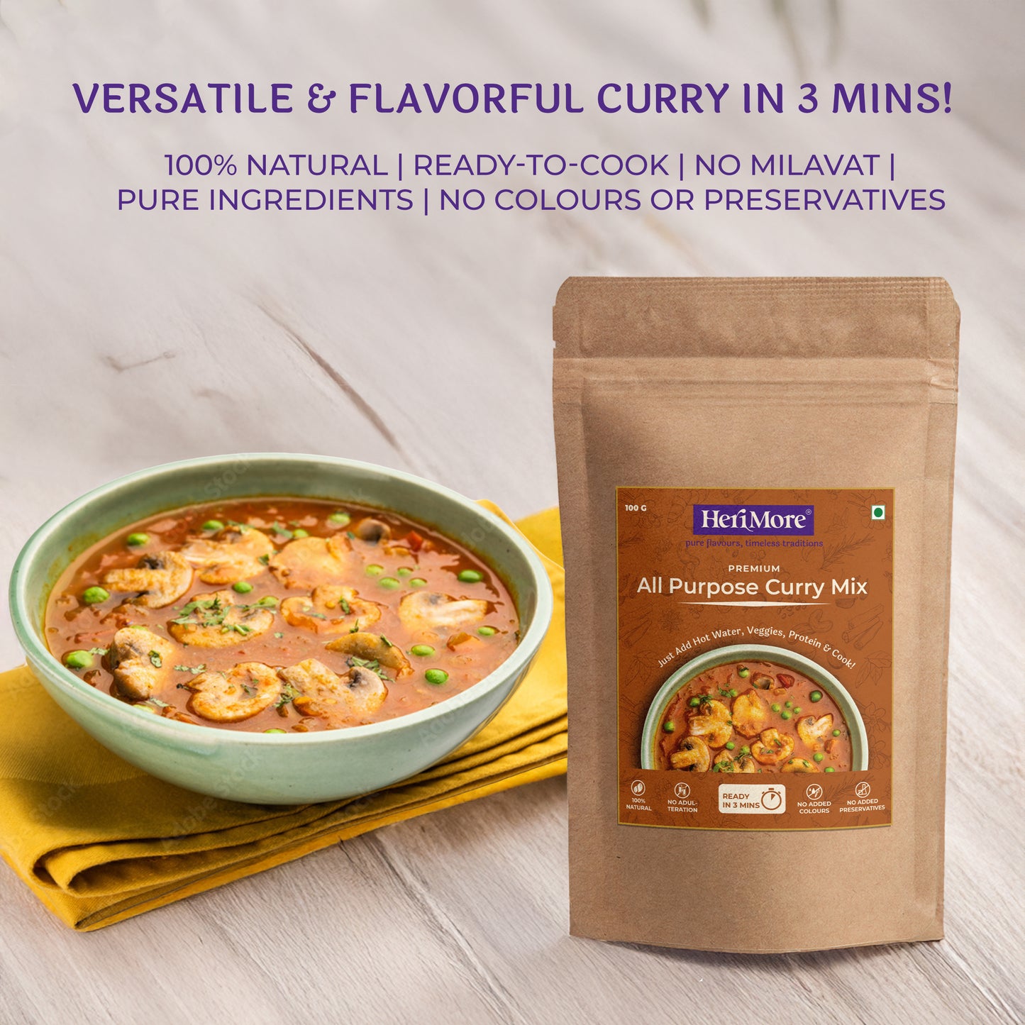 All-Purpose Curry Mix | Versatile & Flavorful Masala | Ready in 3 Mins | No Added Colors or Preservatives | 100% Natural | 100 G