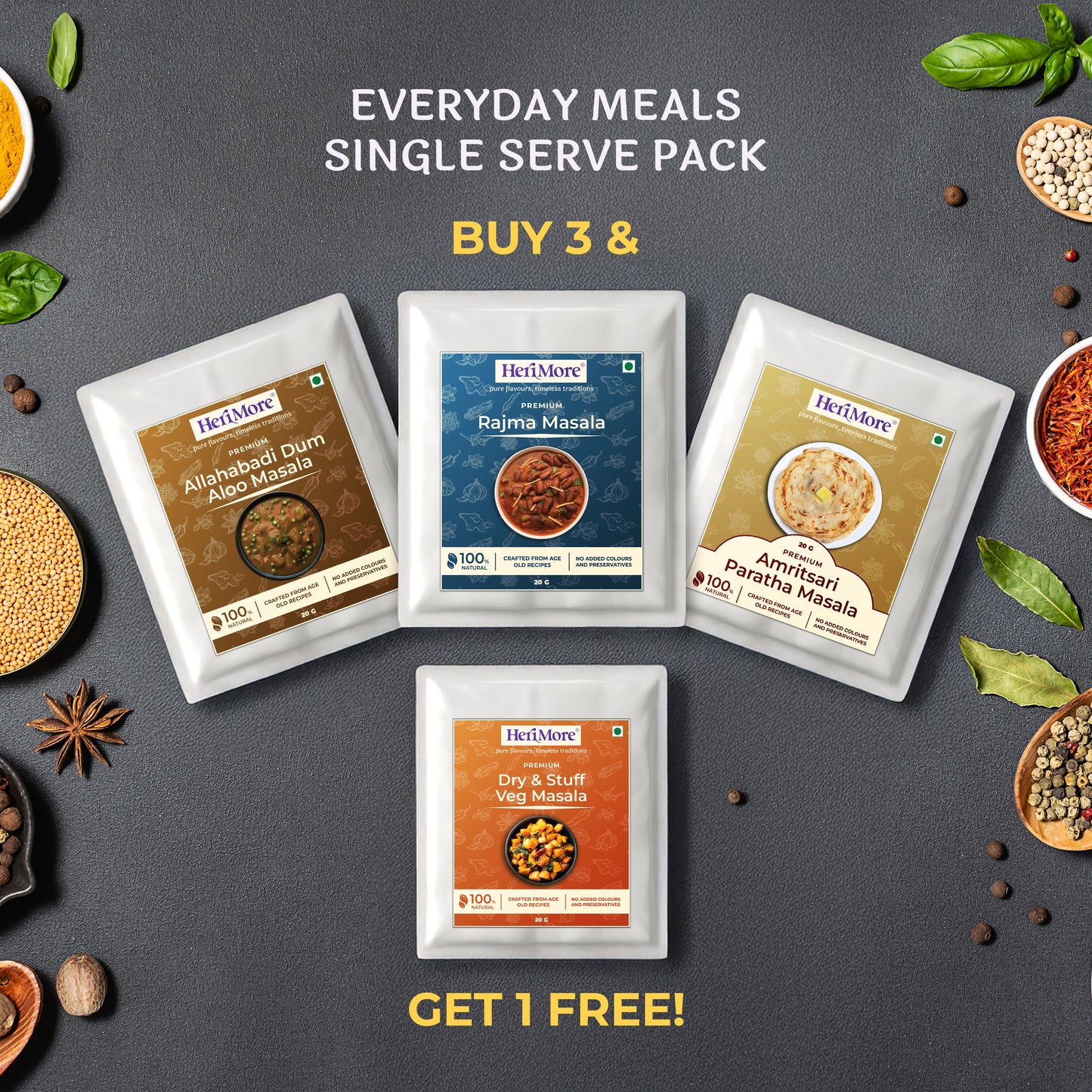 Single Serve Pack – Buy 3 Get 1 Free | 4 x 20g Sachets | 100% Pure, Natural & Jain-Friendly | No Adulteration