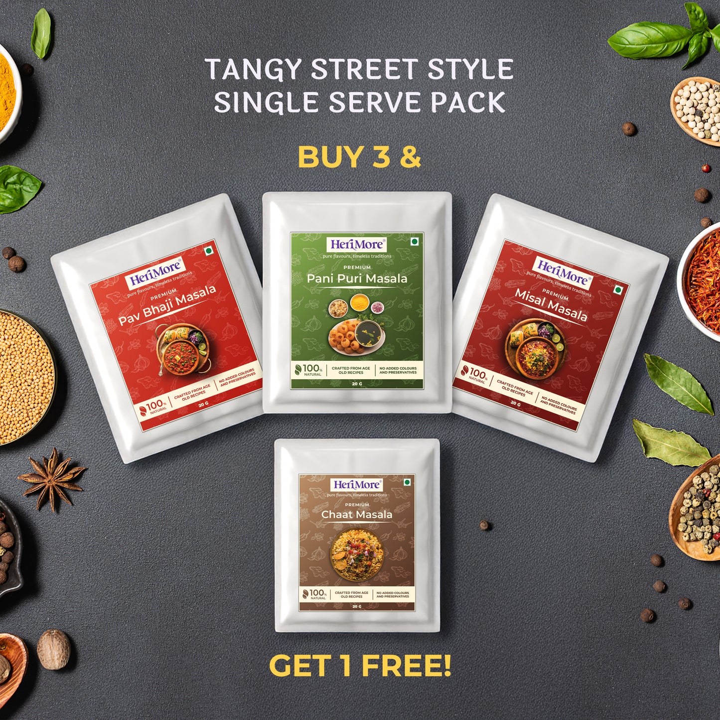 Single Serve Pack – Buy 3 Get 1 Free | 4 x 20g Sachets | 100% Pure, Natural & Jain-Friendly | No Adulteration