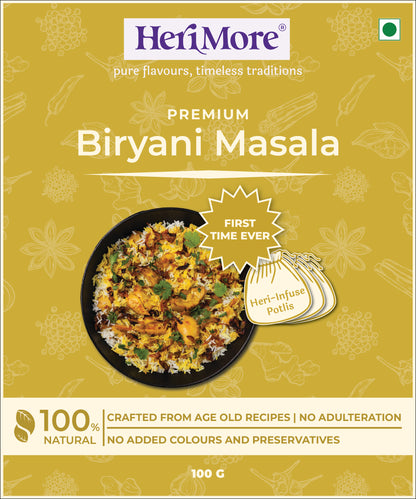 Biryani Masala with Heri-Infuse Potlis | Aromatic, Flavor-Enhancing, 100% Natural | 100 G