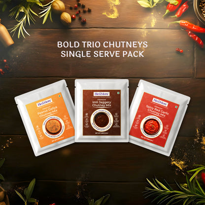 Instant Chutney Mix – Single Serve Pack of 3 (25 G x 3) | Just Mix & Serve | 100% Natural | No Adulteration
